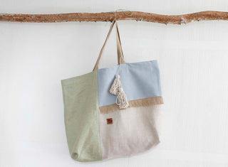 Bolsos de Lino y Algodon Pistacho Celeste y Beige