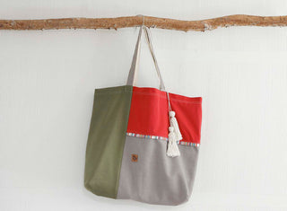 Bolsos de Lino Algodón Verde Musgo y Rojo