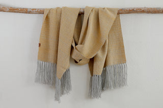 Chal de Vestir Flecos Gris y Amarillo o Pistacho