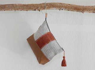 Estuche de lino y cuero Ladrillo