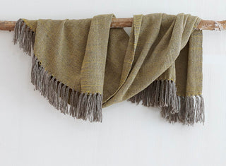 Piecera Queen Oveja y Alpaca Gris y Amarillo o Pistacho