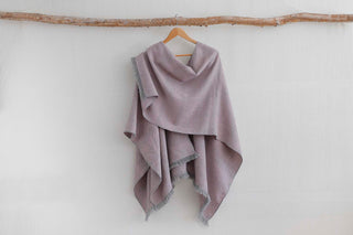 Ruana Media Gris y Rosado